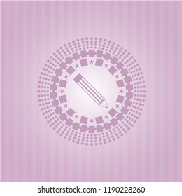 pencil icon inside realistic pink emblem