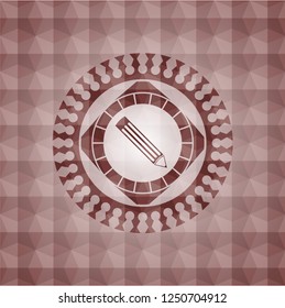 pencil icon inside red badge with geometric background. Seamless.