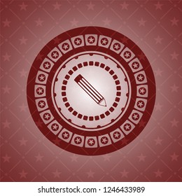 pencil icon inside red emblem. Vintage.