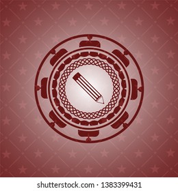pencil icon inside red emblem