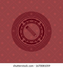 pencil icon inside red emblem. Vintage.