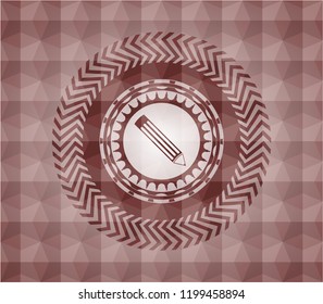 pencil icon inside red geometric badge. Seamless.