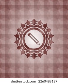 pencil icon inside red geometric badge. Seamless. 
