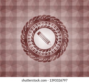 pencil icon inside red polygonal badge. Seamless.