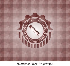 pencil icon inside red seamless badge with geometric pattern background.