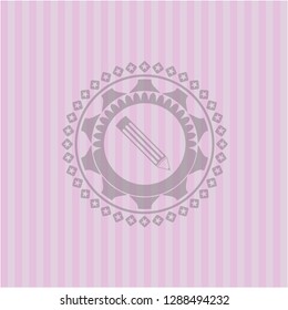 pencil icon inside retro pink emblem