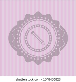 pencil icon inside retro pink emblem