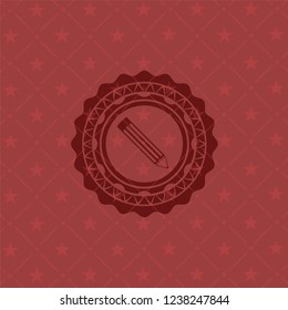 pencil icon inside retro red emblem