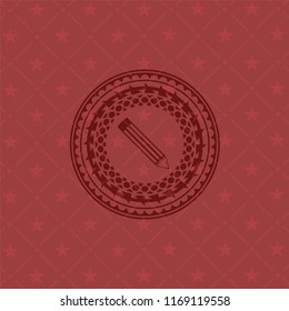 pencil icon inside retro style red emblem