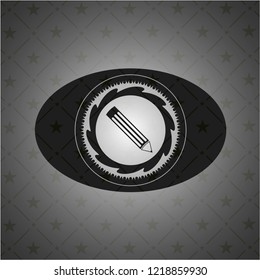 pencil icon inside retro style black emblem