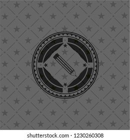 pencil icon inside retro style black emblem