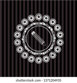 pencil icon inside silver badge or emblem