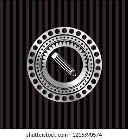 pencil icon inside silver shiny emblem