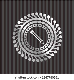 pencil icon inside silver shiny emblem