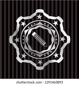 pencil icon inside silvery shiny emblem