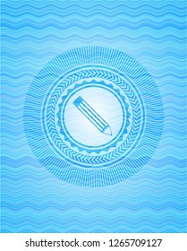 pencil icon inside water concept badge background.