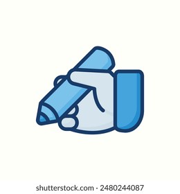 pencil icon, isolated blue outline style, graphic design icon theme