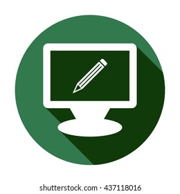 Pencil I icon,  isolated. Flat  design.
