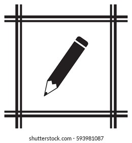Pencil  icon, isolated.  Flat design.