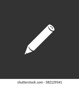 Pencil icon isolated on black background. Pencil vector logo. Flat design style. Modern vector pictogram for web graphics - stock vector
