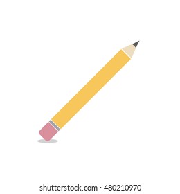Pencil icon isolated on white. Flat design. Vector illustration.
