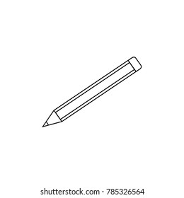Pencil icon isolated on white background. An indispensable thing for drawing, sketching, writing. School, student educational tool. Office workers equipment. Black and white vector illustration