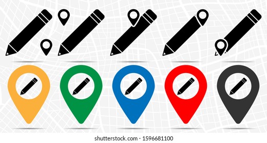 Pencil icon in location set. Simple glyph, flat illustration element of education theme icons