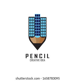 Pencil icon logo design vector template
