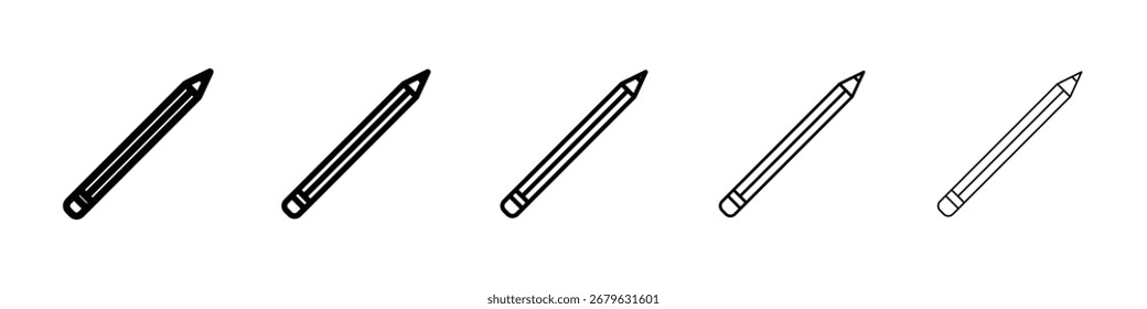 Logotipo do ícone de lápis na coleção de linhas de traçado