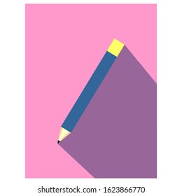 pencil icon with a long shadow suitable for the web