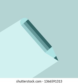 Pencil icon with long shadow. Vector graphic illustration. Flat design.