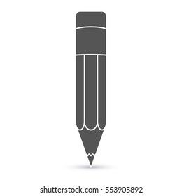 Pencil icon monochrome Vector illustration isolated on white background.