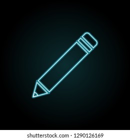 Pencil icon in neon style. Simple thin line, outline vector of education icons for UI and UX, website or mobile application