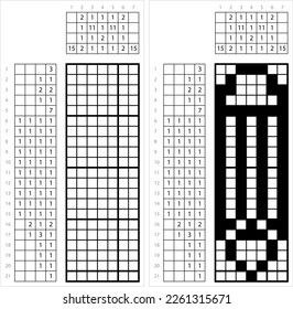Pencil Icon Nonogram Pixel Art, Pigment, Graphite Powder Pencil Vector Art Illustration, Logic Puzzle Game Griddlers, Pic-A-Pix, Picture Paint By Numbers, Picross