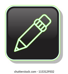 Pencil Icon. Office stationery. School supplies. Drawing or drafting concept. Editable stroke flat icons. Simple thin line art logo. Neon Web app button. Vector illustration. 