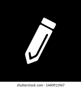 Pencil Icon On Black Background. Black Flat Style Vector Illustration.