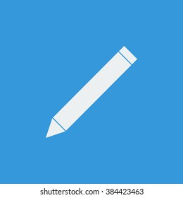 Pencil icon, on blue background, white outline, large size symbol