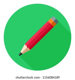 Pencil icon on color background. Elements for your design works. Vector illustration in flat style.