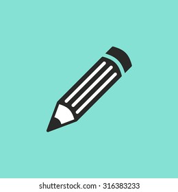 Pencil  icon  on green background. Vector illustration.