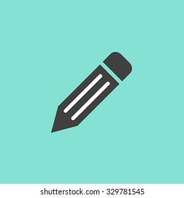 Pencil  icon  on green background. Vector illustration.