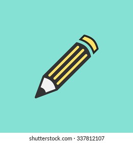 Pencil  icon  on green background. Vector illustration.
