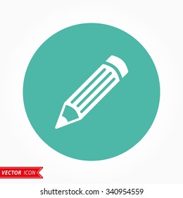Pencil  icon  on green background. Vector illustration.