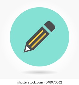 Pencil  icon  on green background. Flat vector illustration.