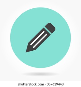 Pencil  icon  on green background. Vector illustration.