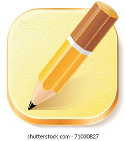 Pencil icon on textured plane. All scalable vector.