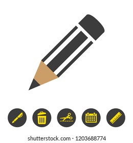 Pencil icon on white background. Vector illustration