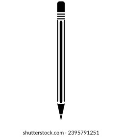Pencil icon on white background. Pencil silhouette. Flat vector.