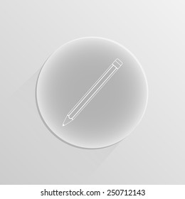 Pencil icon on a white button with shadow 