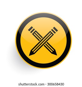 Pencil icon on yellow button background,clean vector