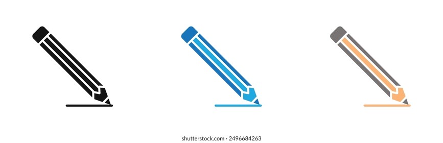 pencil icon outline collection or set in black and white